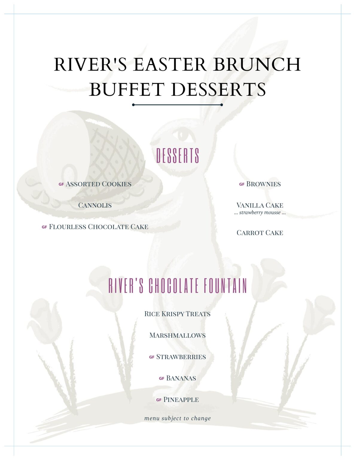 Easter Brunch Buffet 2024 Menu River A Waterfront Restaurant & Bar