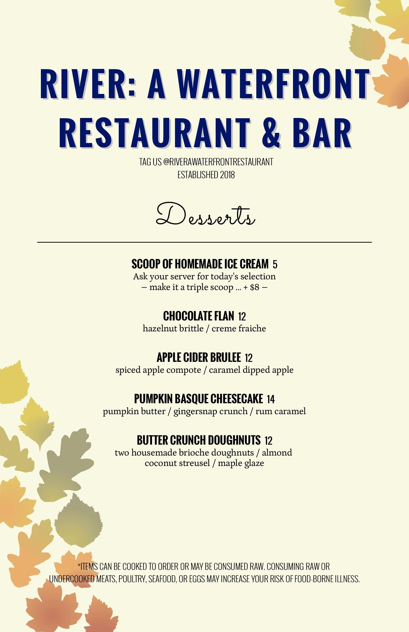 Desserts | River: A Waterfront Restaurant & Bar