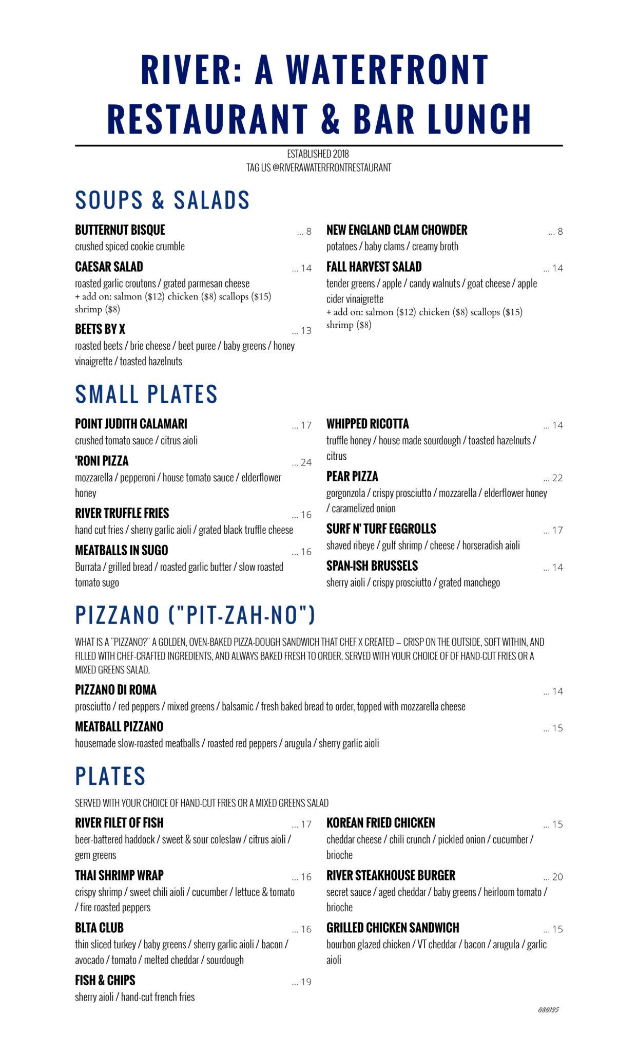 Two Rivers Lunch Menu Lunch Menu | River: A Waterfront Restaurant & Bar